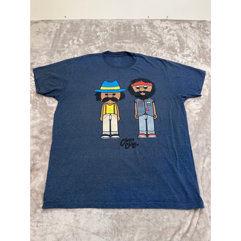 Cheech & Chong Graphic T-Shirt Mens Size XL Blue Heathered Short Sleeve EUC